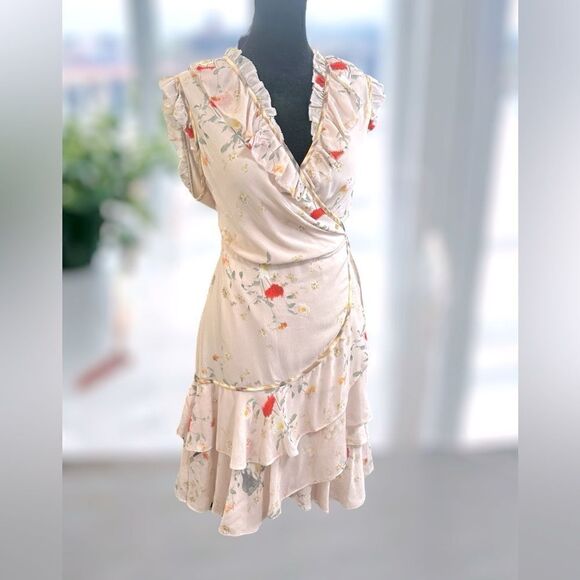 🔥🔥 NWT ALL SAINTS Musical Floral Wrap Mini Dress Size 6 US 10 UK EU 38 - Picture 4 of 16